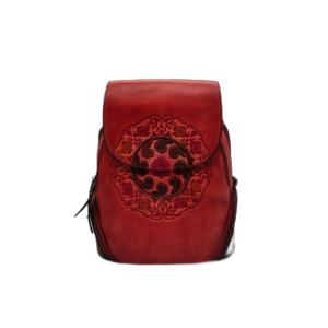 China Embossed Retro Genuine Leather Backpack For Women And Men   FGRE07 on sale