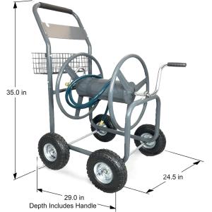 Sturdy and Durable Wheeled Water Hose Reel Storage Cart Dimension L x W x H 60