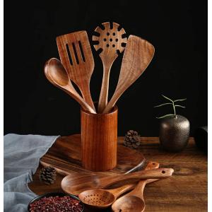 Eco Friendly Teak Wooden Utensil Set Multifunctional OEM Available