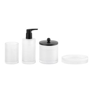 Buy cheap Milky White Glass Bath Accessories Set Round With Circle Line Lotion Dispenser Modern Set from wholesalers