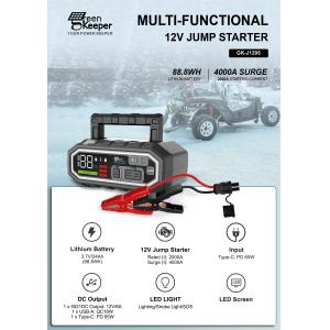 Buy cheap PD 65W Input 4000A High Power Rechargeable Car Jump Starter for All Car Emergency from wholesalers