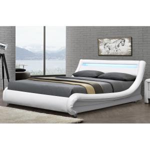 Buy cheap PU Plywood Upholstered Sleigh Bed Frame With RGB LED Headboard from wholesalers