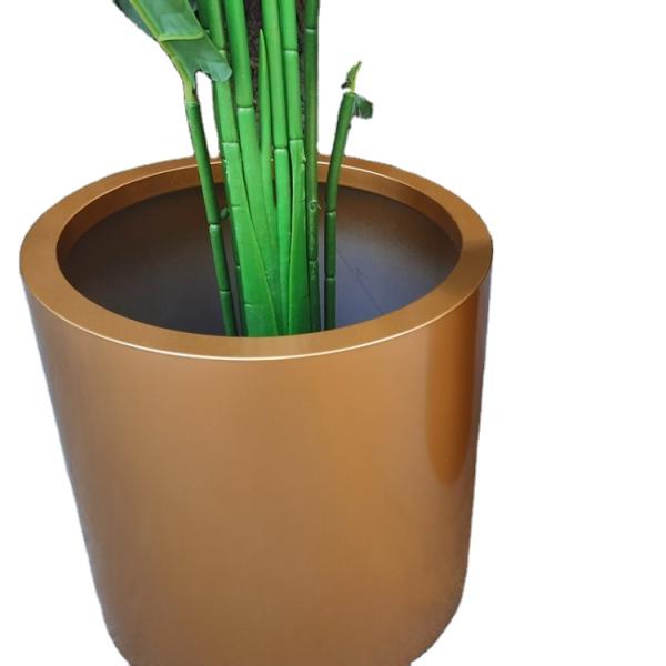 Paint baking technology golden round metal planter flower pot