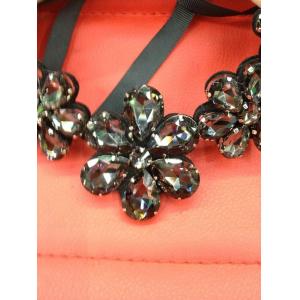 China Sensational Crystal Flower Necklace / Black Statement Necklace Crystal Beading on sale