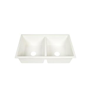 Buy cheap 210mm Depth Quartz Stone Kitchen Sink White Two Independent Bowls With Different Drains from wholesalers