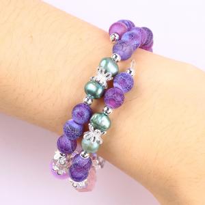 8MM Handmad DIY Weathered Agate Crystal Round Bead Adjustable Double Layer