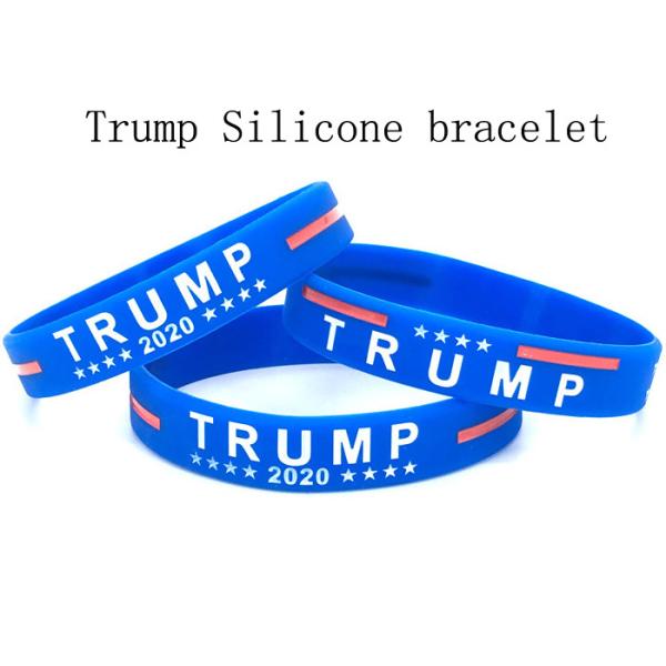 Quality Blue color Silicone bracelet Trump Donald wrist strap custom OEM logo color size wrist for sale