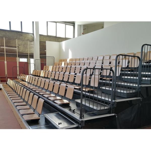 Quality Mobile Wood Telescopic Gym Bleachers Motorized Retractable Stadium Seating for sale