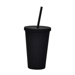 Buy cheap Lightweight Custom Personalized Black Matte Plastic Boba Cup 16 Oz Plastic Tumbler With Lid And Straw Double Wall Construction 100% BPA Free from wholesalers