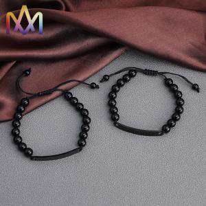 Buy cheap Hypoallergenic Adjustable Mens Black Beaded Bracelet 95mm Max from wholesalers