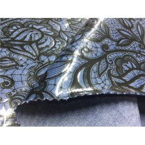 Buy cheap Blue Tpu Leather Bonded With Printed Black Flowers Customized Width from wholesalers