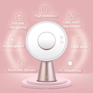 Buy cheap 2022 New Style 3 in 1 LED Mirror with Bluetooth Speaker Design Rechargeable LED Makeup Mirror Desktop Vanity Wall Mounte from wholesalers