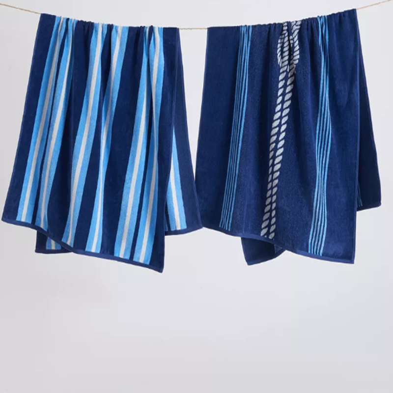 China Designer Two Person Beach Towel - Ultra-Soft Cotton Velour Shared Towel with Coordinating Print & Stripe Patterns in 30x60 Size on sale