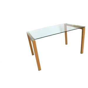 Buy cheap Clear OEM Tempered Glass Dining Table With 60x60mm Aluminum Plate from wholesalers