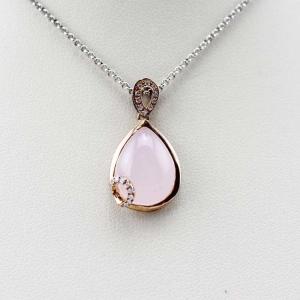 Buy cheap Rose Gold Plated Silver Chain with Rose Quartz Cubic Zirconia Pendant Necklace (PSJ0348) from wholesalers