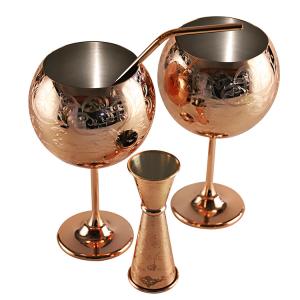 China Etching Stainless Steel Wine Glass Unbreakable Gold Black Goblet on sale