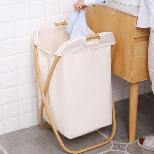 Quality Household Essentials Oem Bamboo Laundry Hamper Basket Collapsible X Frame for sale