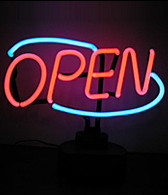 Neon table sculpture - Open