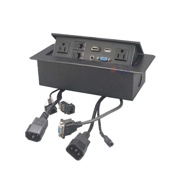 Quality Hot sale multimedia power data ports concealed desk pop up power outlet for sale