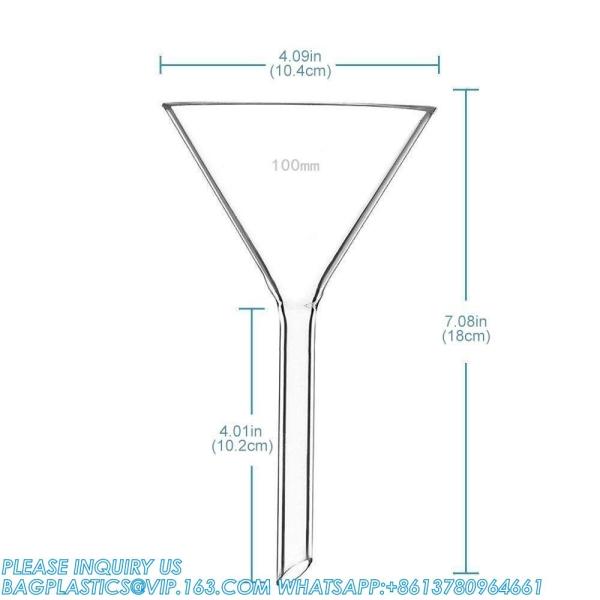 Glass Funnel Set, 3 Sizes - 50, 75, And 100mm, Short Stem, Borosilicate Glass, Heavy Wall, Karter Scientific
