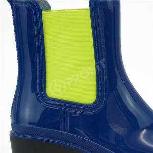 EU 28 Acid Resistant PVC Rain Boots High Heel With Neon elastic