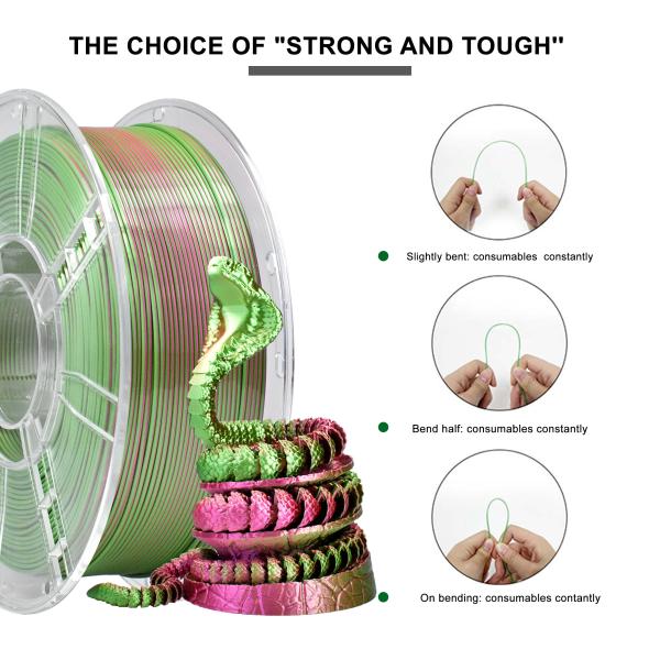 PLA Silk Dual Color PLA Plus Silk Red Green 3D Printer Filament