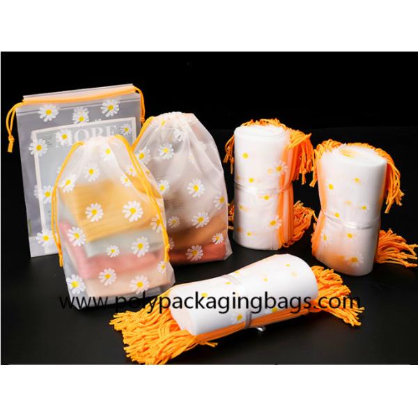 2 Colors Gravure Printing Frosted CPE Drawstring Packaging Bags Drawstring