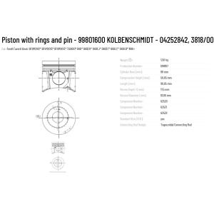 Buy cheap Piston with Rings and Pin 99801600 04252842 3818/00 8153/00 for deutz volvo from wholesalers