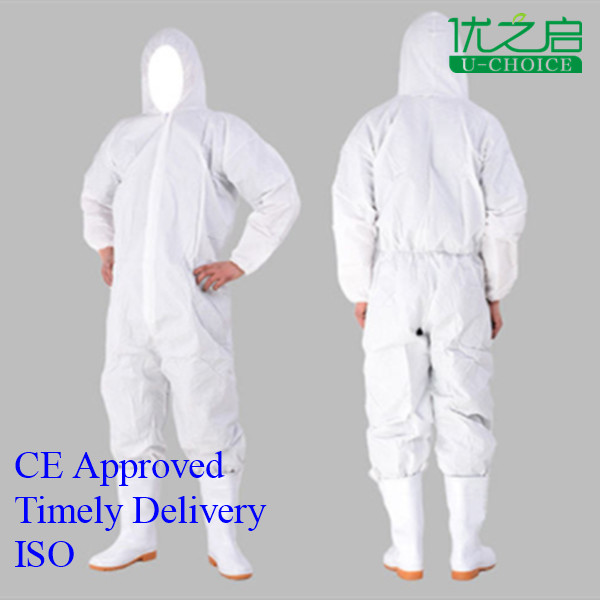 Waterproof SMS Disposable Protective Coverall Harmful Particles Resistant -