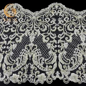 Buy cheap MDX Fashion Knitted Beaded Lace Trim Luxury Handmade 140cm Width from wholesalers