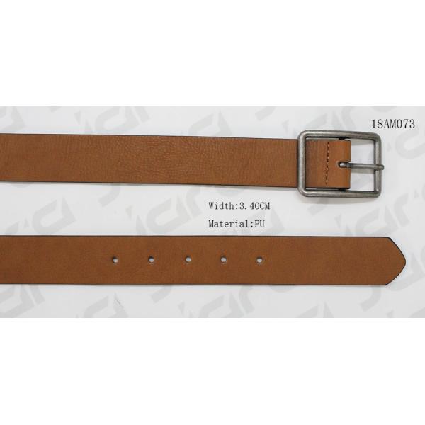 Quality Fashion Tan PU Belt For Men With Black Edge Painting & Old Silver Buckle for sale