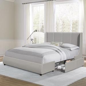 Buy cheap PU Tufted Upholstered Bed Frame Double Queen Size With Storage Metal Drawers from wholesalers