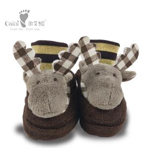 Comfortable Plush Baby Shoes 6 - 12 Month Warm Brown Infant X'Mas Deer Shoe