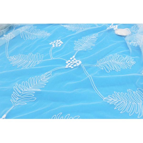 Quality Mesh Allover Leaf Lace Fabric With Polyester Water Soluble Embroidered for sale