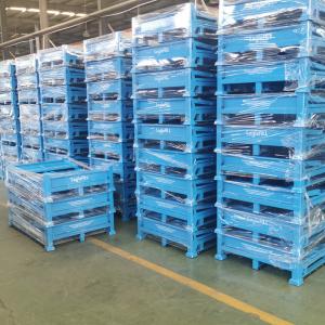 Buy cheap Grid Material Metal Pallet Crate Folding Mesh Container Customized from wholesalers
