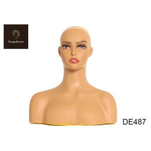 Buy cheap Strong Practicality W36cm Pretty Mannequin Head With Shoulders Human Skin from wholesalers