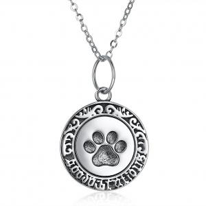 China 16in 0.9g Paw Print Necklace Lovely 3A CZ 925 Silver Necklace on sale