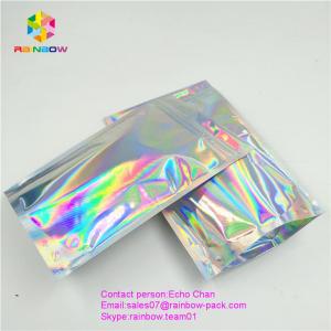 Reusable stand up holographic foil bag without printing for cosmetic or salts