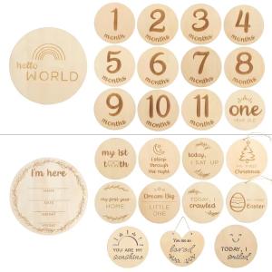 Buy cheap Wooden baby monthly milestones double sided disc laser engraving from wholesalers