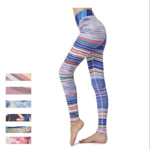 Buy cheap Multicolor Moisture Wicking Workout Patterned Yoga Pants Rainbow Color Polyester Spandex from wholesalers