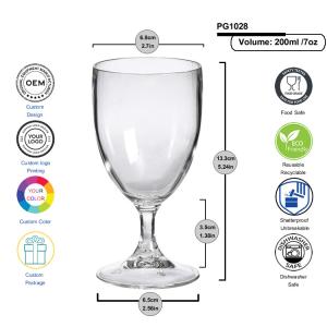 Buy cheap Elegant Unbreakable Acrylic Plastic Small Wine Glasses 7oz from wholesalers