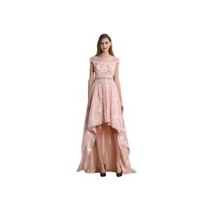 Buy cheap High Low Pink Color Cap Sleeve Long Evening Gowns With Shiny Details from wholesalers