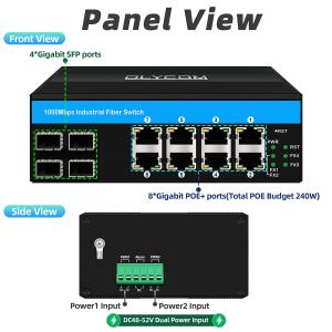 Buy cheap 8 port gigabit poe switch industrial ethernet switch 4SFP+8RJ45 DC48V Dual power input from wholesalers