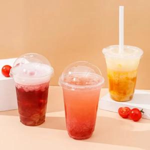 Buy cheap Disposable Plastic PET Cups with Lids Smoothie Milk Shake Cups Clear Disposable PET Plastic Cup for Boba Milk Tea from wholesalers