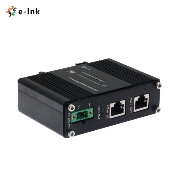 Quality Industrial 10G PoE Injector 12-48V DC Input 30W Output Gigabit Ethernet DIN Rail Mount  for sale