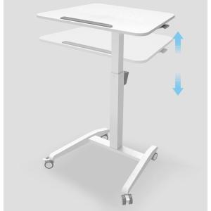 Buy cheap Office Furniture Modern Design White Height Adjustable Gas Lift Computer Table with Wheels from wholesalers
