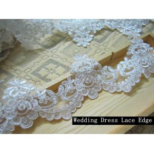 Buy cheap Ivory Wedding Dress Lace Border with Cord/ Bridal veils Lace Edge with Bead from wholesalers