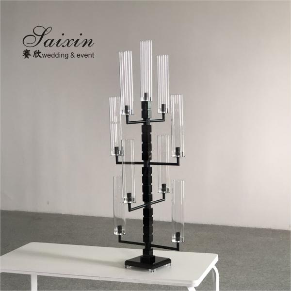 Elegant Trendy 9 Arm Crystal Candelabra for Interior Decor custom tall tube