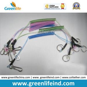 Buy cheap High Security Wire Reinforced Stretch Coil Lanyard with Quick Release Snap Hook and Split Ring from wholesalers