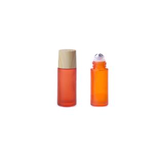 Small Orange Color Empty Roll On Bottles Plastic Bamboo Pattern Cap Steel